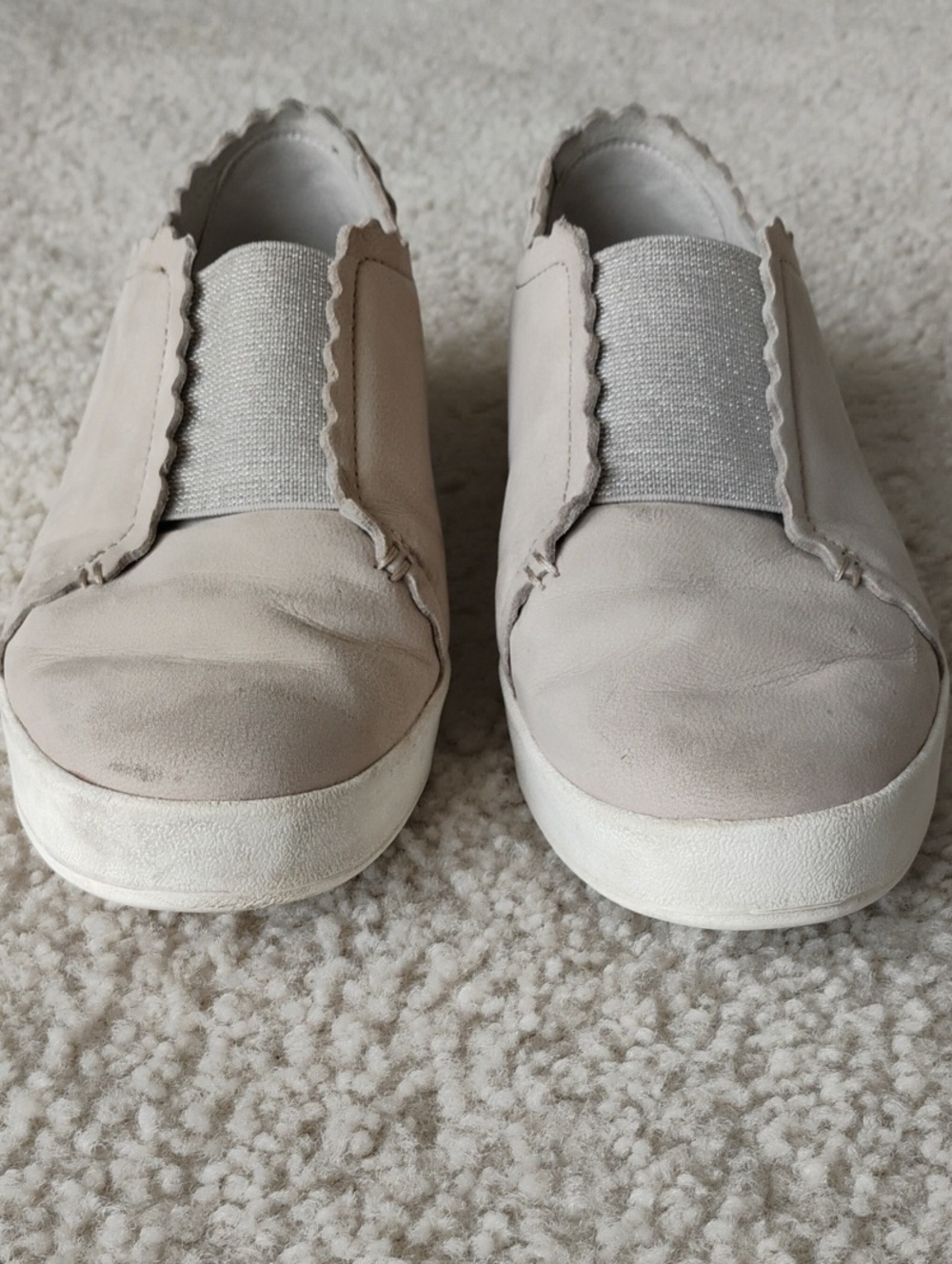 Cole Haan GrandPrø Spectator Scallop Slip-Ons Dove Suede Silver Back Heel - 7